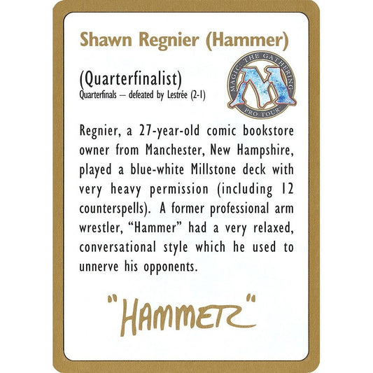 Image for 1996 Shawn "Hammer" Regnier Biography Card (WCD) - Magic: The Gathering