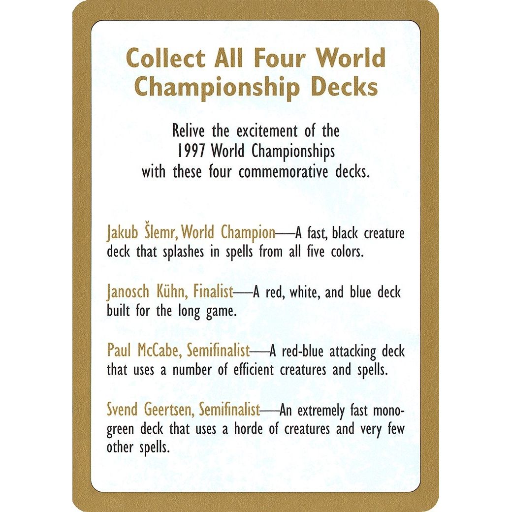Image for 1997 World Championship Advertisement Card (WCD) - Magic: The Gathering