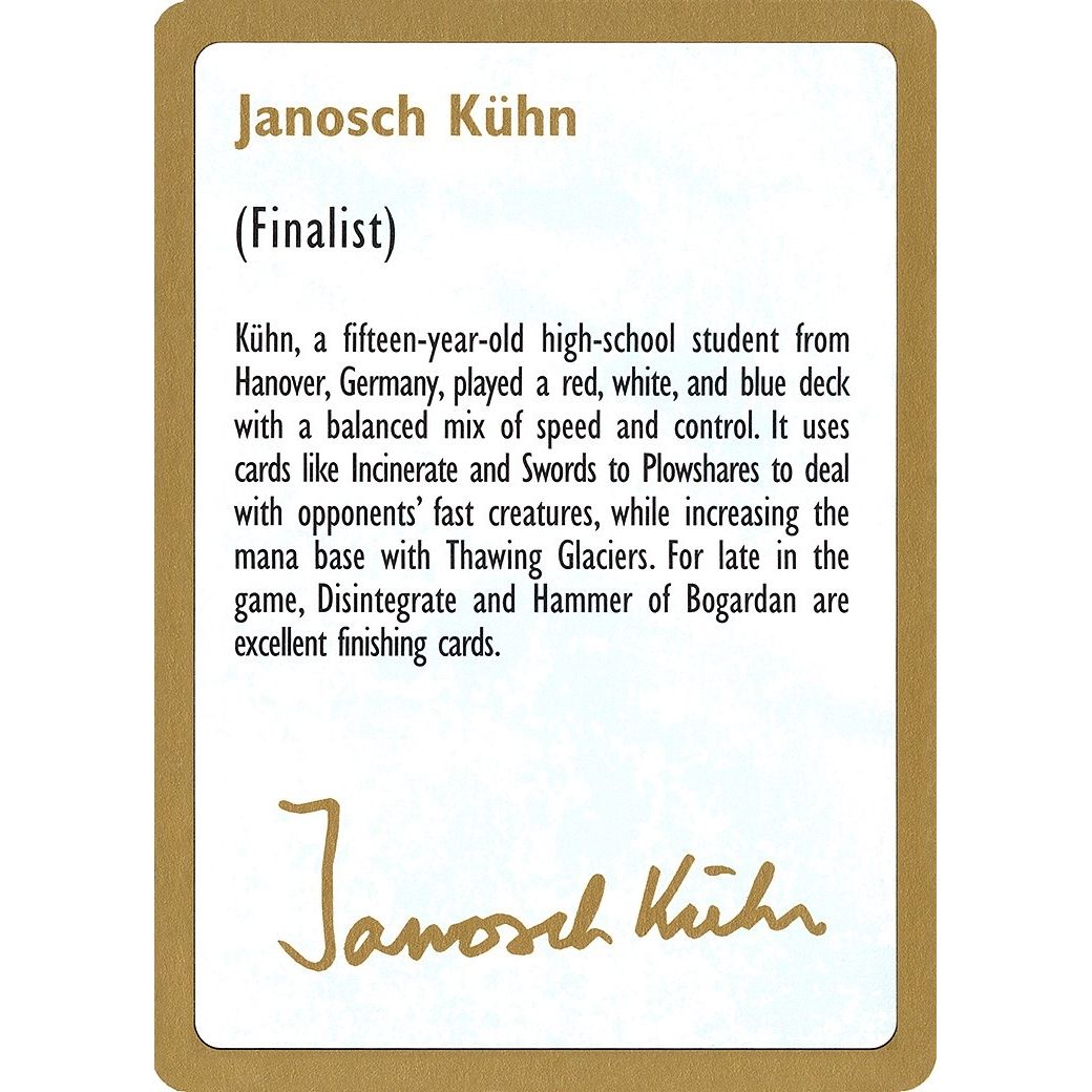Image for 1997 Janosch Kuhn Biography Card (WCD) - Magic: The Gathering