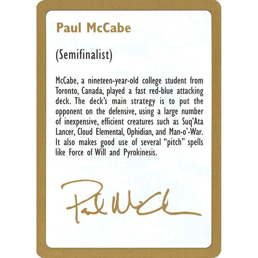 Image for 1997 Paul McCabe Biography Card (WCD) - Magic: The Gathering