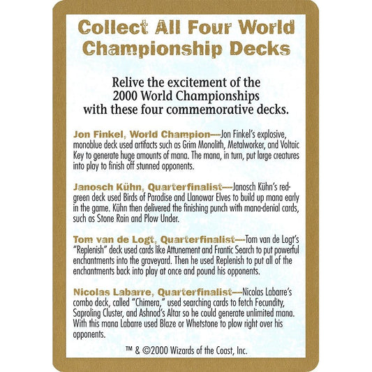 Image for 2000 World Championship Advertisement Card (WCD) - Magic: The Gathering