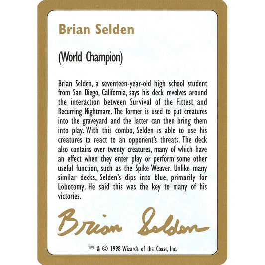 Image for 1998 Brian Selden Biography Card (WCD) - Magic: The Gathering