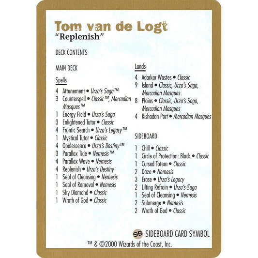 Image for 2000 Tom van de Logt Decklist Card (WCD) - Magic: The Gathering