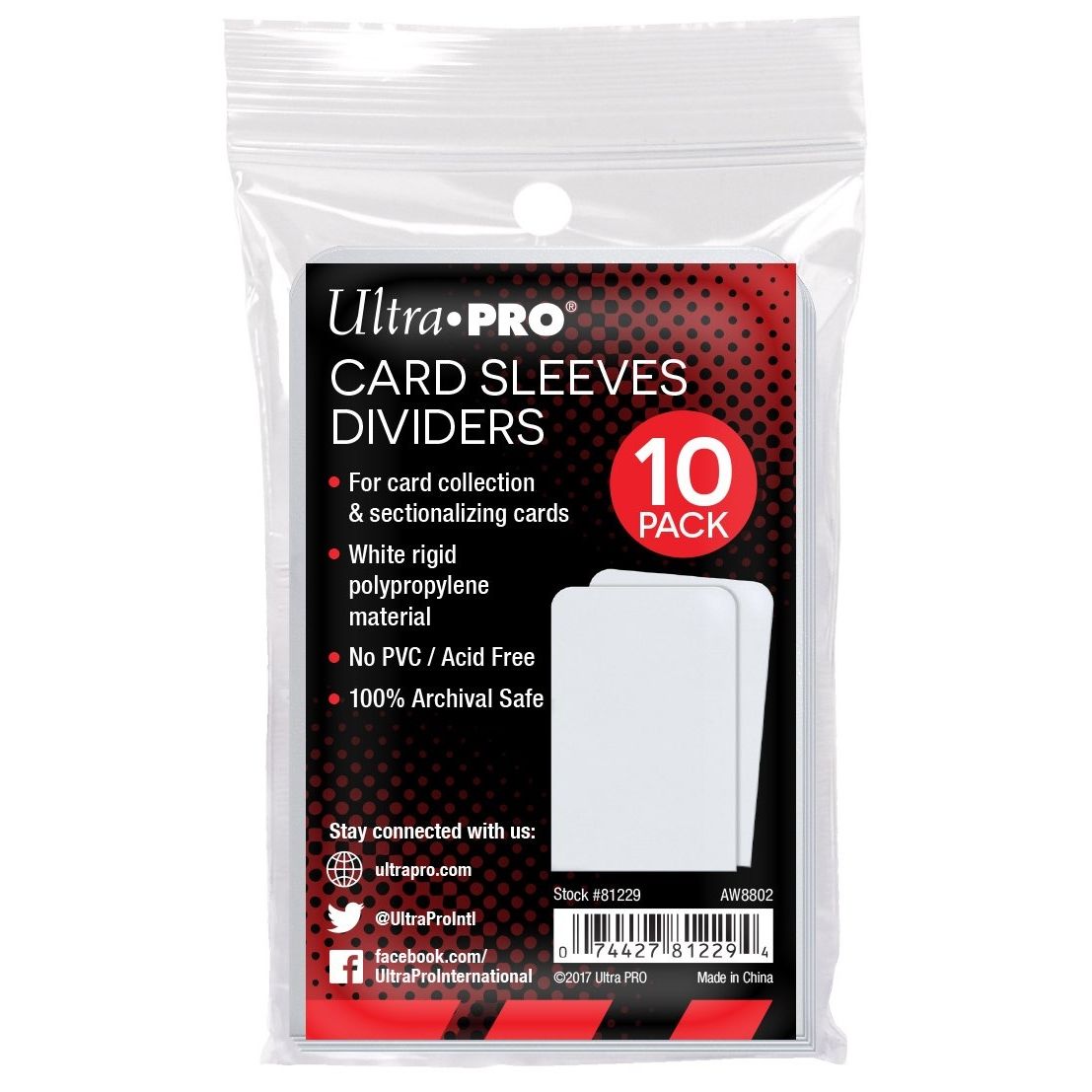 Image for Semi-Rigid Card Dividers Standard - White (10-Pack) - Collectible Storage
