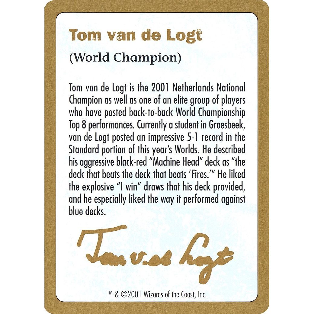 Image for 2001 Tom van de Logt Biography Card (WCD) - Magic: The Gathering