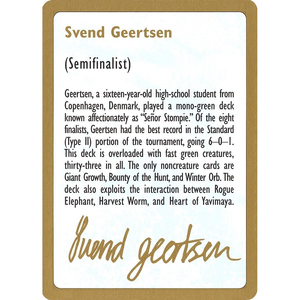 Image for 1997 Svend Geertsen Biography Card (WCD) - Magic: The Gathering