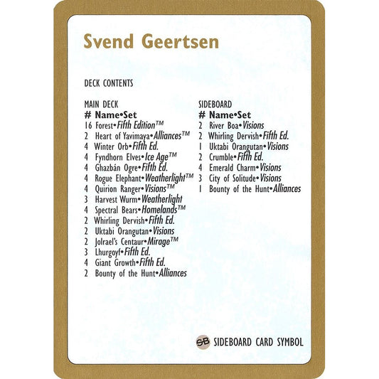 Image for 1997 Svend Geertsen Decklist Card (WCD) - Magic: The Gathering