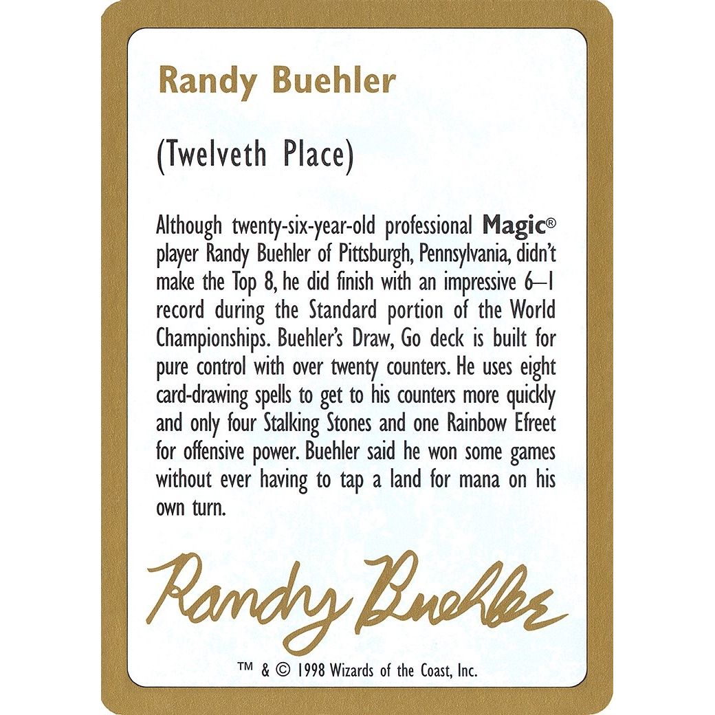 Image for 1998 Randy Buehler Biography Card (WCD) - Magic: The Gathering