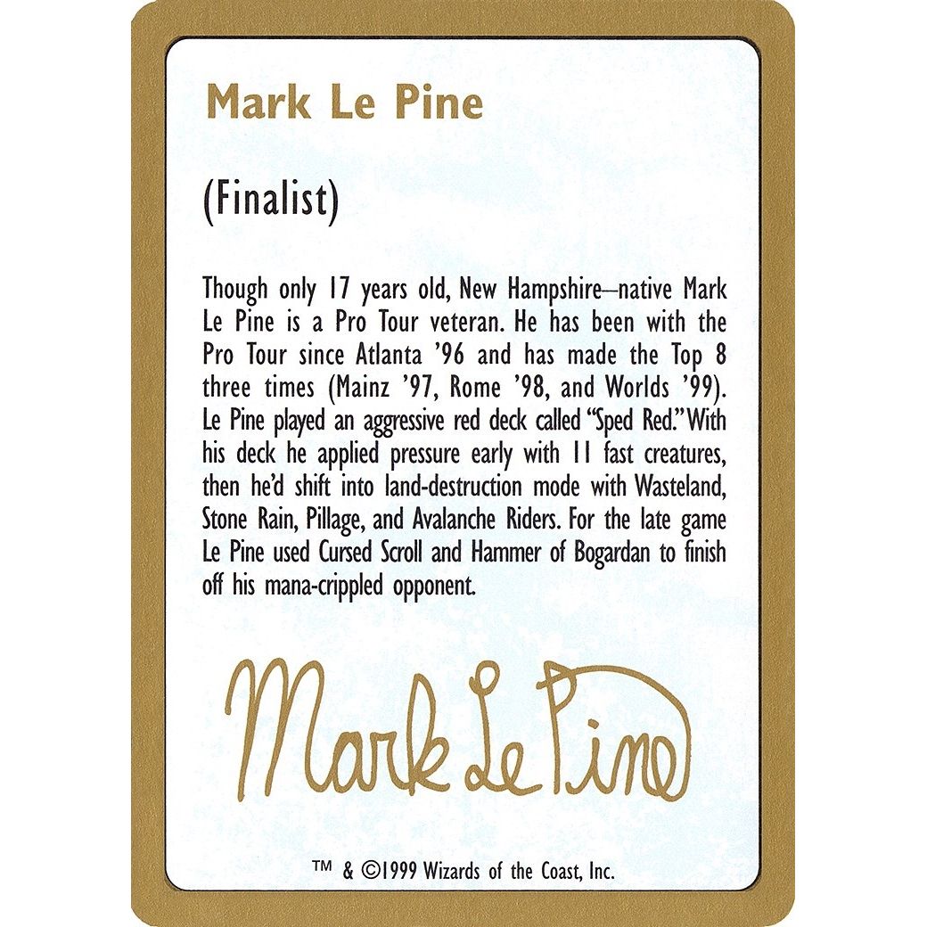 Image for 1999 Mark Le Pine Biography Card (WCD) - Magic: The Gathering