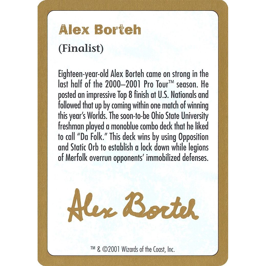 Image for 2001 Alex Borteh Biography Card (WCD) - Magic: The Gathering