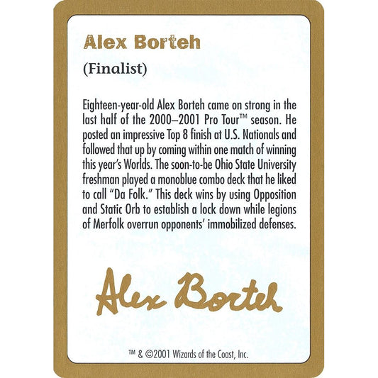Image for 2001 Alex Borteh Biography Card (WCD) - Magic: The Gathering