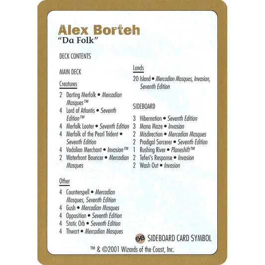 Image for 2001 Alex Borteh Decklist Card (WCD) - Magic: The Gathering