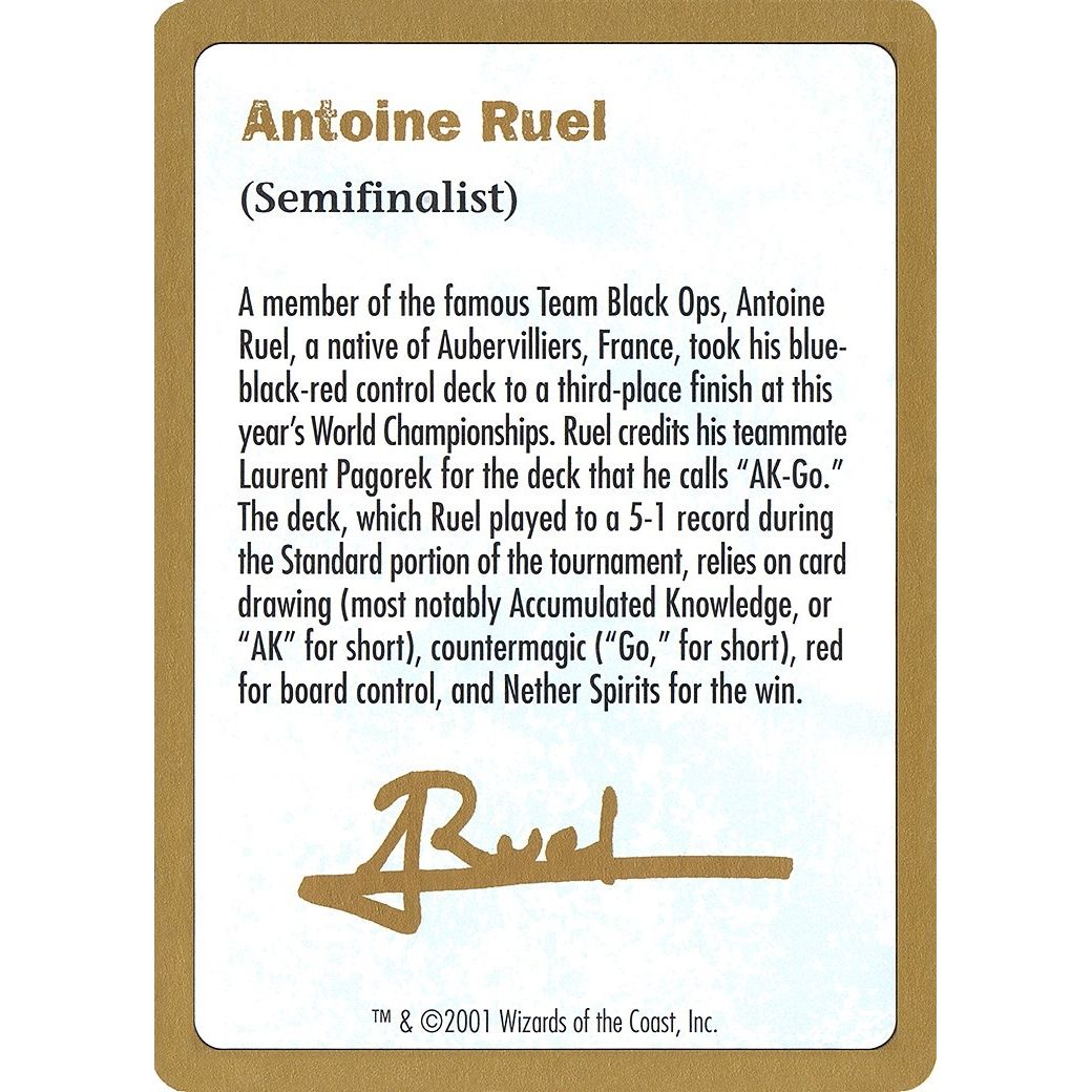 Image for 2001 Antoine Ruel Biography Card (WCD) - Magic: The Gathering