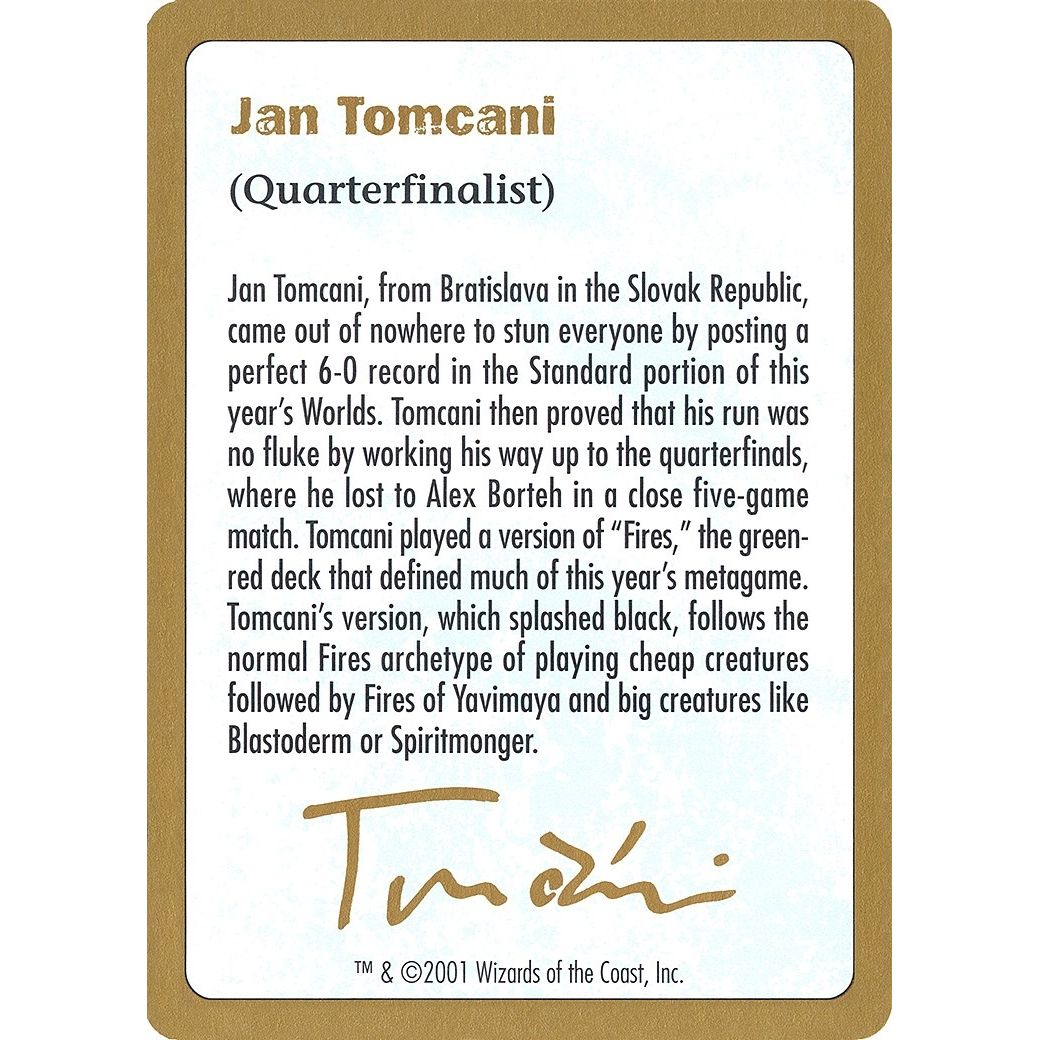 Image for 2001 Jan Tomcani Biography Card (WCD) - Magic: The Gathering