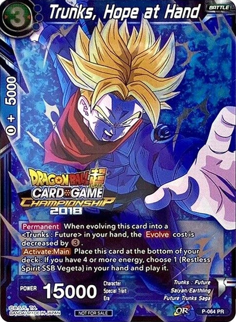 Image for Trunks, Hope at Hand (P-064) (TPR) - Dragon Ball Super: Masters