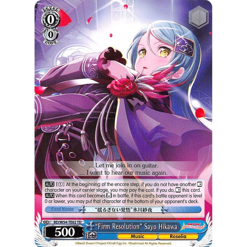 Image for "Firm Resolution" Sayo Hikawa (BD/W54-TE02 TD) (BD/W54) - Weiss Schwarz