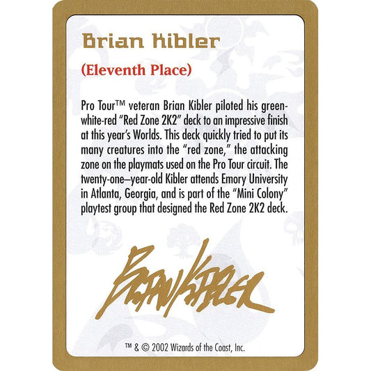 Image for 2002 Brian Kibler Biography Card (WCD) - Magic: The Gathering