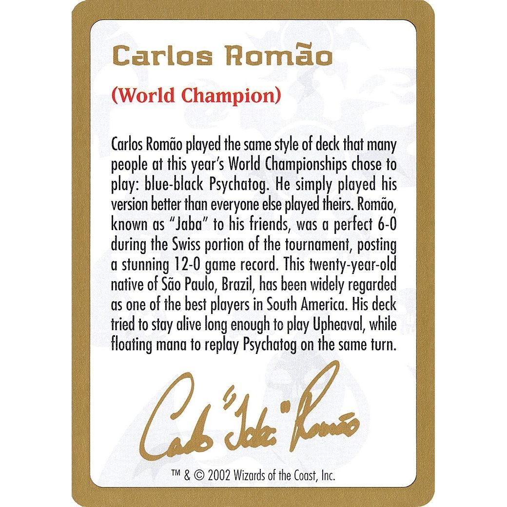 Image for 2002 Carlos Romao Biography Card (WCD) - Magic: The Gathering