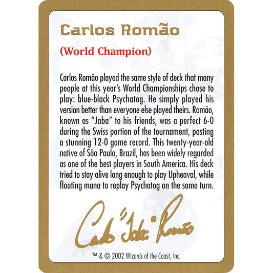 Image for 2002 Carlos Romao Biography Card (WCD) - Magic: The Gathering