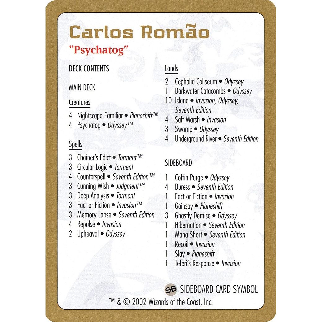 Image for 2002 Carlos Romao Decklist Card (WCD) - Magic: The Gathering
