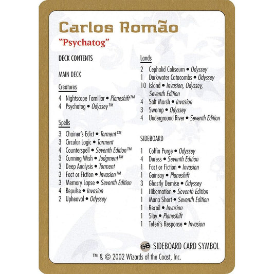 Image for 2002 Carlos Romao Decklist Card (WCD) - Magic: The Gathering