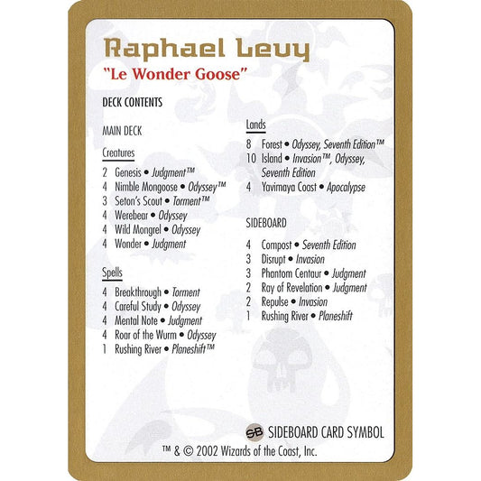 Image for 2002 Raphael Levy Decklist Card (WCD) - Magic: The Gathering