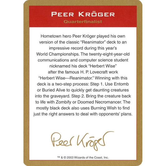 Image for 2003 Peer Kroger Biography Card (WCD) - Magic: The Gathering