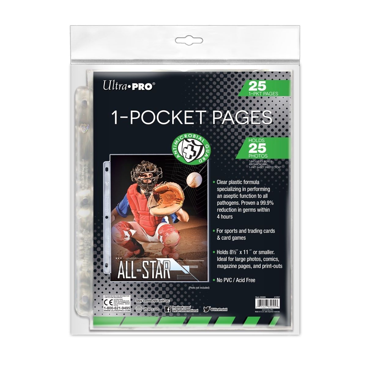 Image for Ultra Pro 1-Pocket Antimicrobial Pages 8.5" x 11" (25-Pack) - Card Sleeves