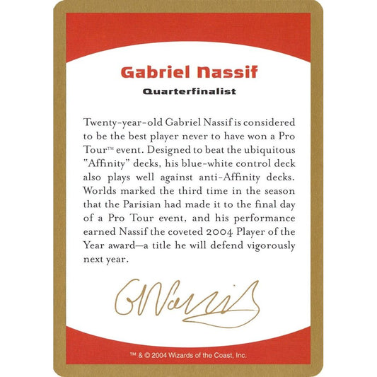 Image for 2004 Gabriel Nassif Biography Card (WCD) - Magic: The Gathering
