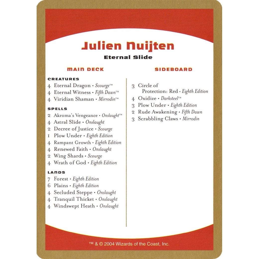 Image for 2004 Julien Nuijten Decklist Card (WCD) - Magic: The Gathering
