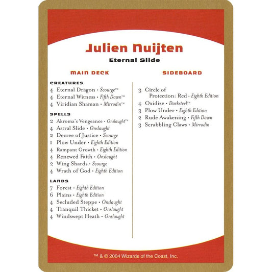 Image for 2004 Julien Nuijten Decklist Card (WCD) - Magic: The Gathering
