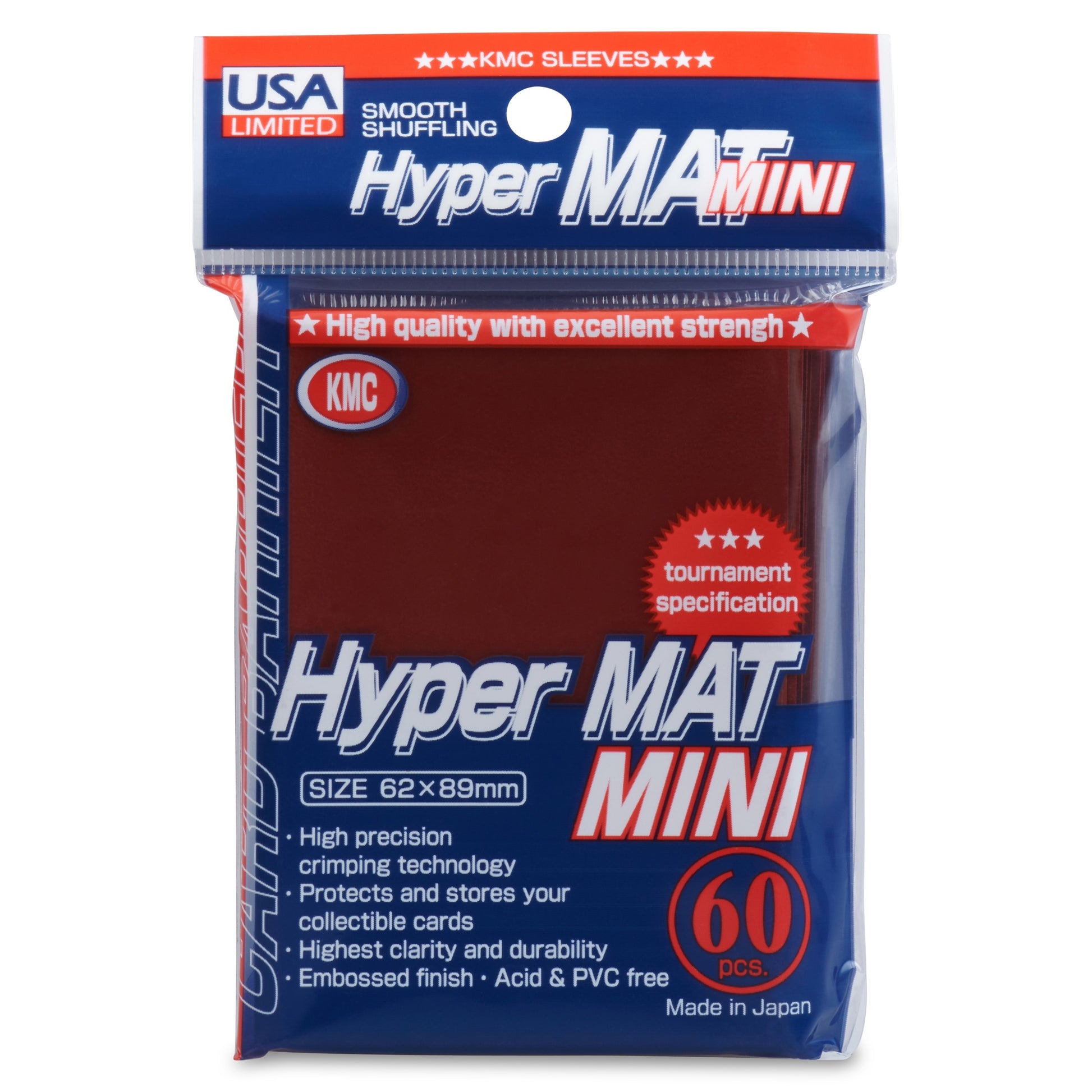 Image for USA Limited KMC Card Barrier - Hyper Matte Mini - Red (60-Pack) - Card Sleeves