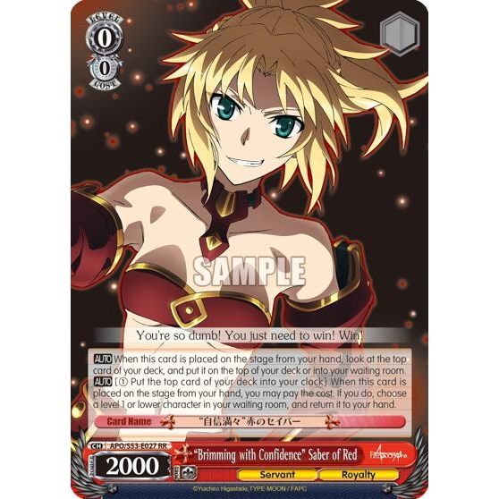 Image for "Brimming with Confidence" Saber of Red (APO/S53-E027 RR) (APO/S53) - Weiss Schwarz