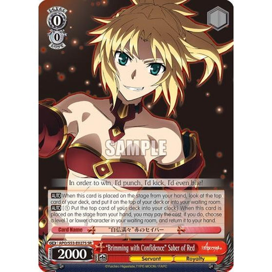 Image for "Brimming with Confidence" Saber of Red (SR) (APO/S53-E027S SR) (APO/S53) - Weiss Schwarz