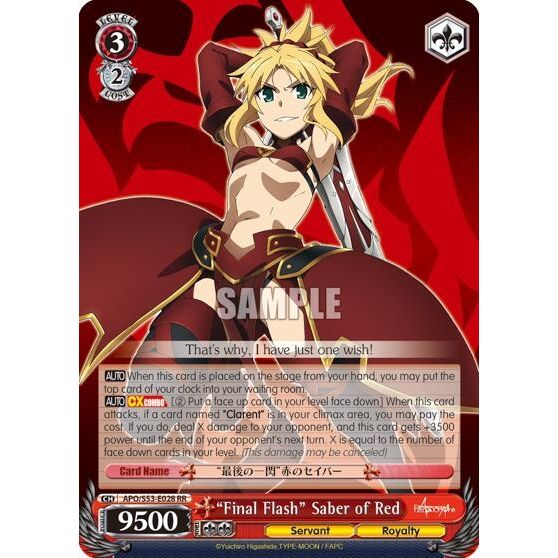 Image for "Final Flash" Saber of Red (APO/S53-E028 RR) (APO/S53) - Weiss Schwarz