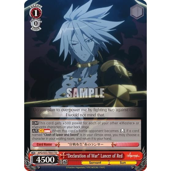 Image for "Declaration of War" Lancer of Red (APO/S53-TE03 TD) (APO/S53) - Weiss Schwarz