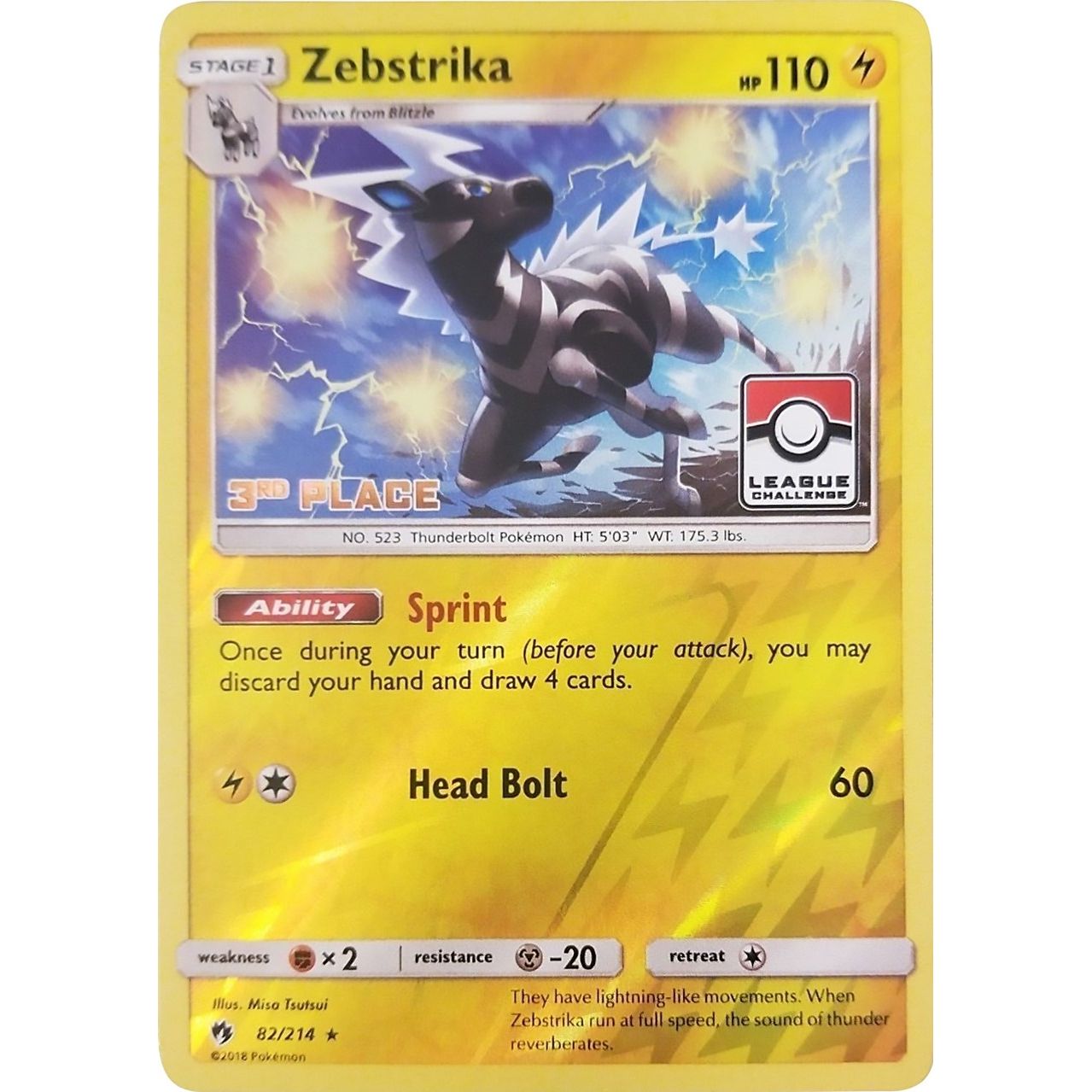 Image for Zebstrika - 82/214 (League Challenge) [3rd Place] (082/114) (PR) - Pokemon
