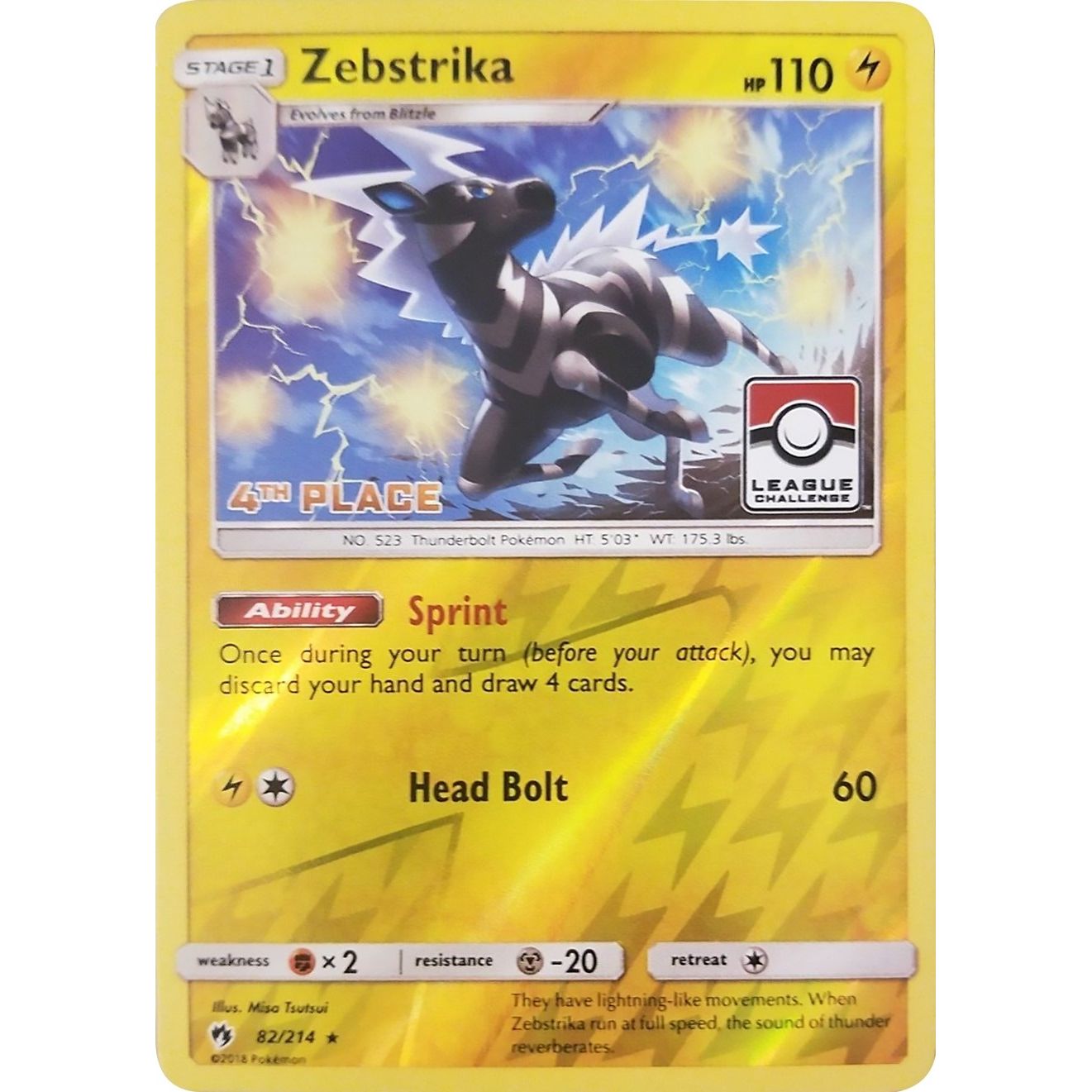 Image for Zebstrika - 82/214 (League Challenge) [4th Place] (082/214) (PR) - Pokemon
