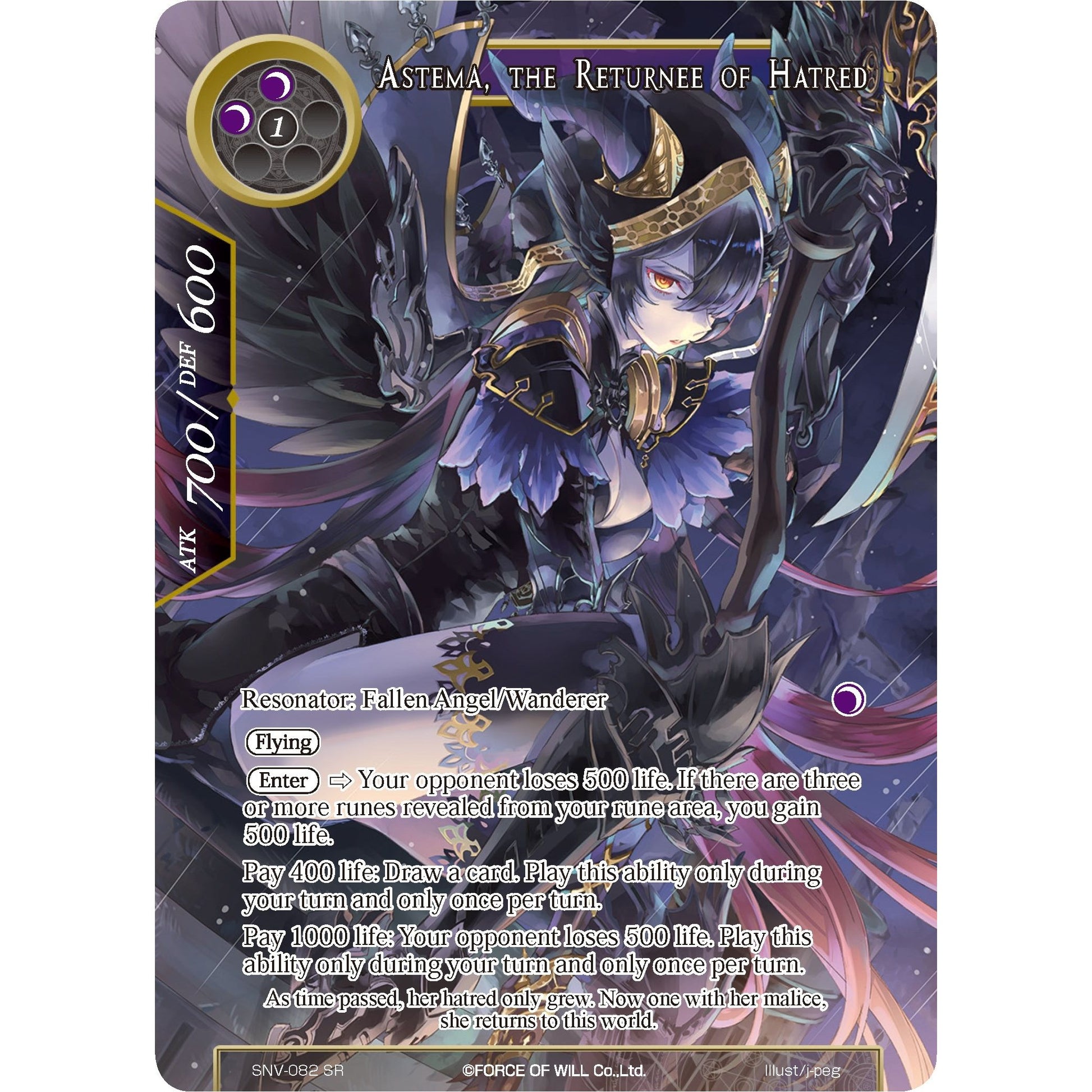Image for Astema, the Returnee of Hatred (Full Art) (SNV-082) (SNV) - Force of Will