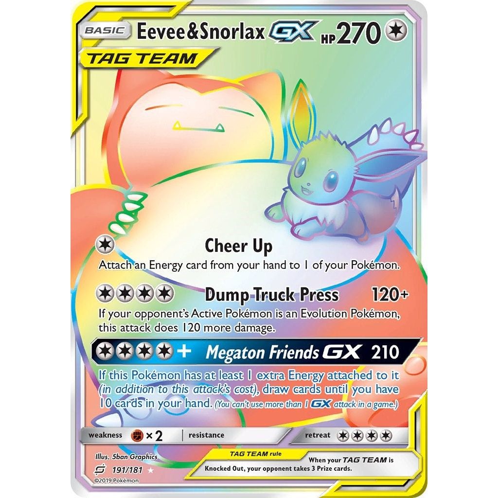 Image for Eevee & Snorlax GX (Secret) (191/181) (SM9) - Pokemon