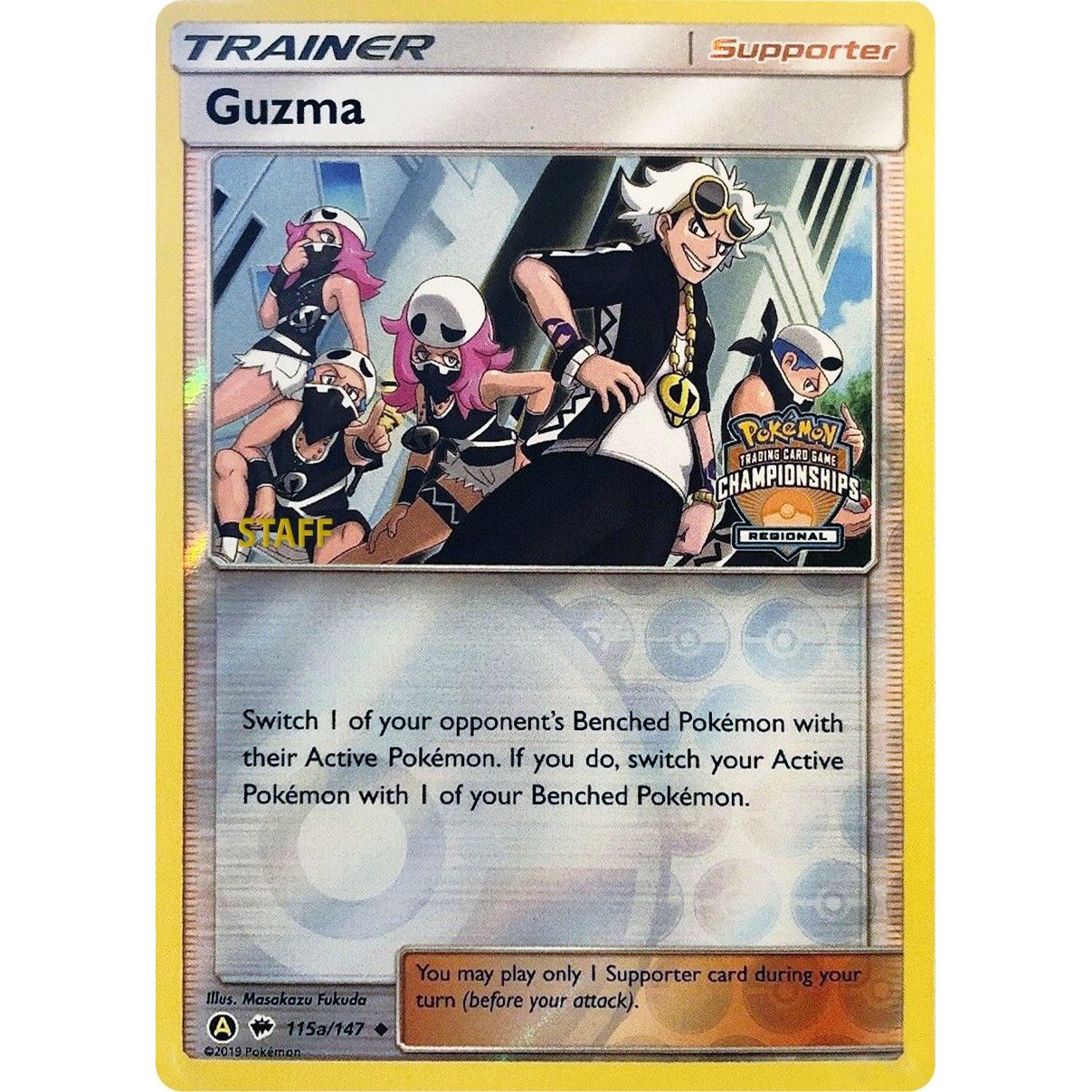 Image for Guzma - 115a/147 (Regional Championships) [Staff] (115a/147) (PR) - Pokemon