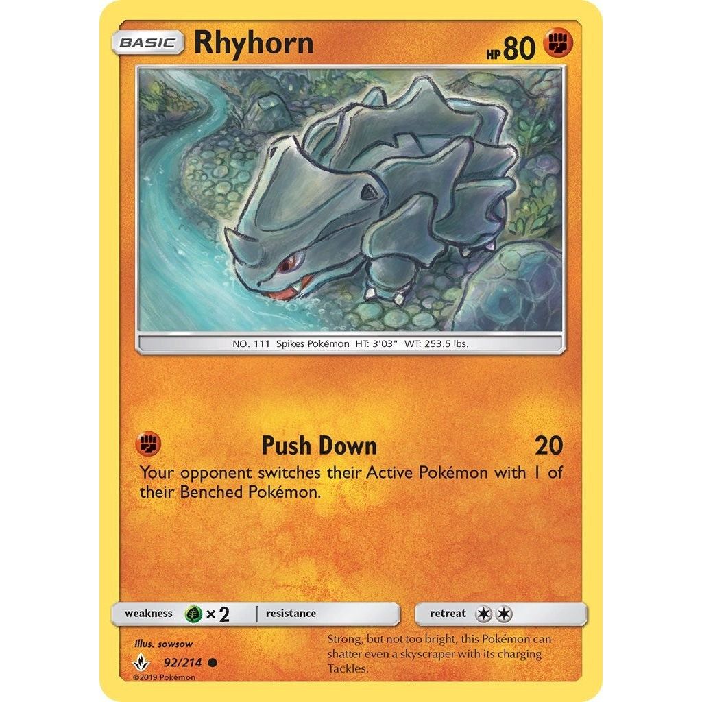 Image for Rhyhorn (92) (92/214) (SM10) - Pokemon