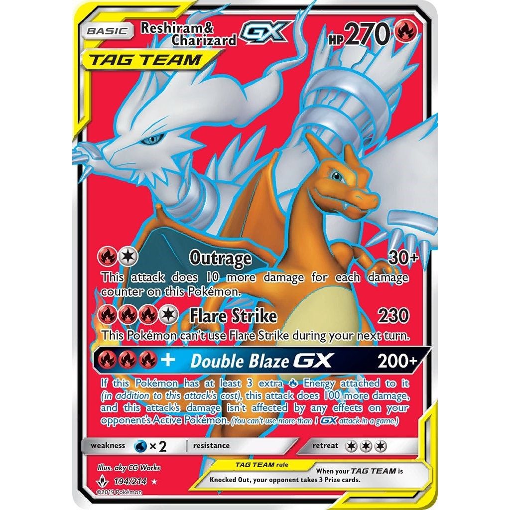 Image for Reshiram & Charizard GX (Full Art) (194/214) (SM10) - Pokemon