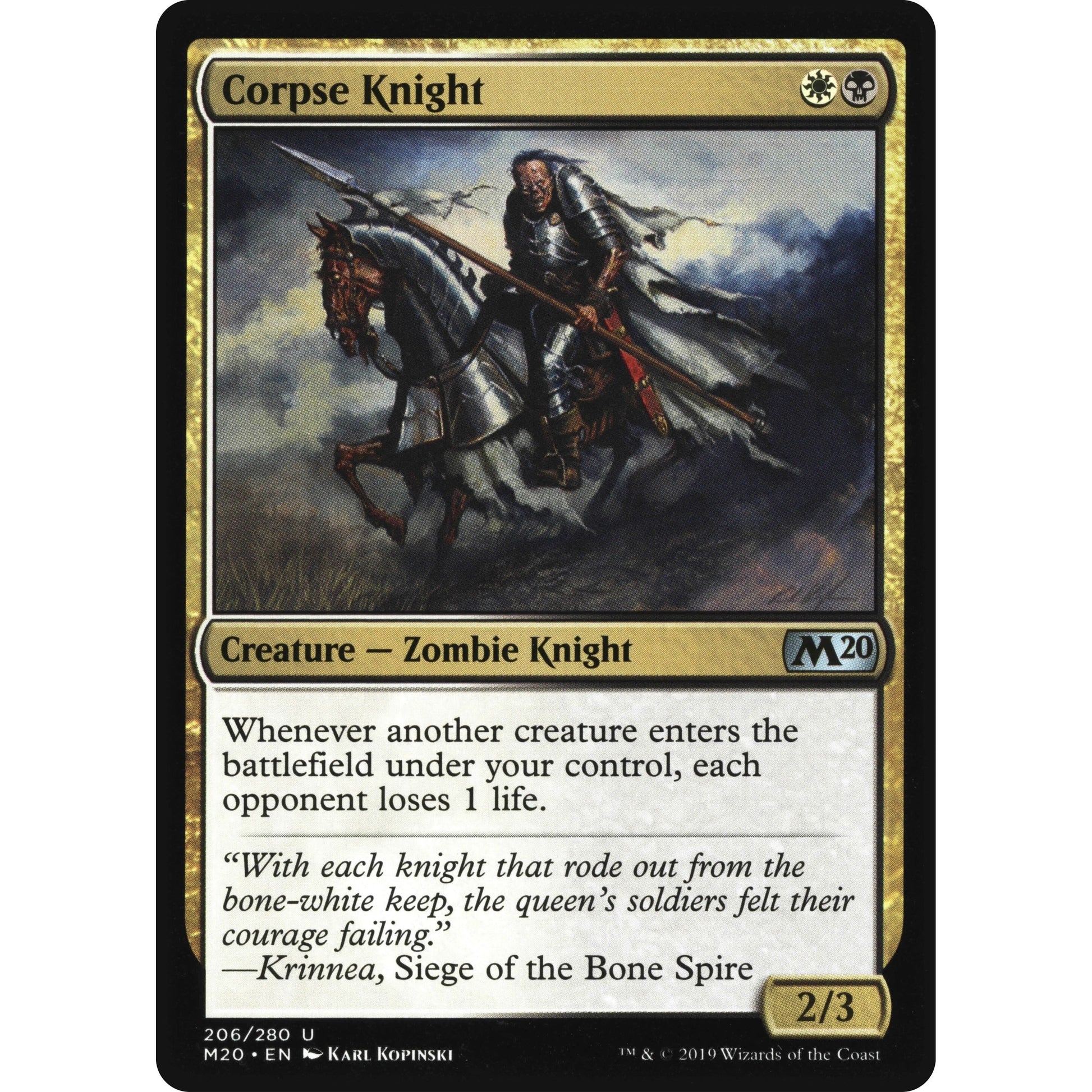 Image for Corpse Knight (2/3 Misprint) (206) (M20) - Magic: The Gathering