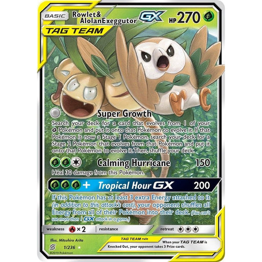 Image for Rowlet & Alolan Exeggutor GX (1/236) (SM11) - Pokemon