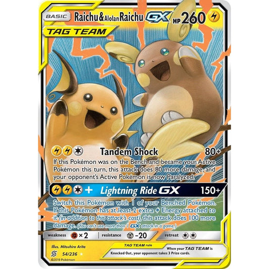 Image for Raichu & Alolan Raichu GX (54/236) (SM11) - Pokemon