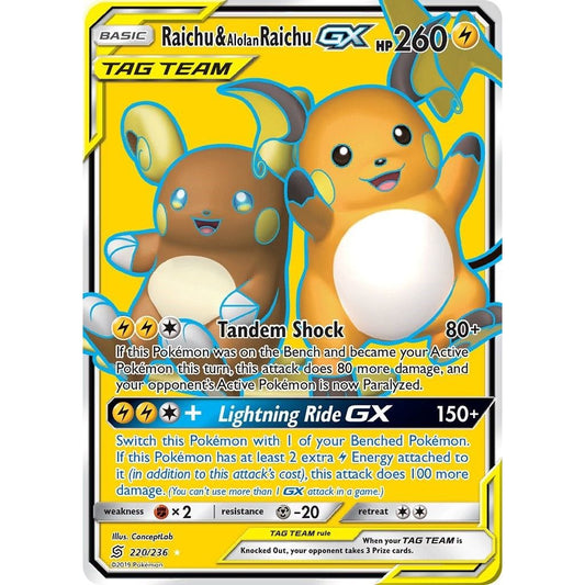 Image for Raichu & Alolan Raichu GX (Full Art) (220/236) (SM11) - Pokemon