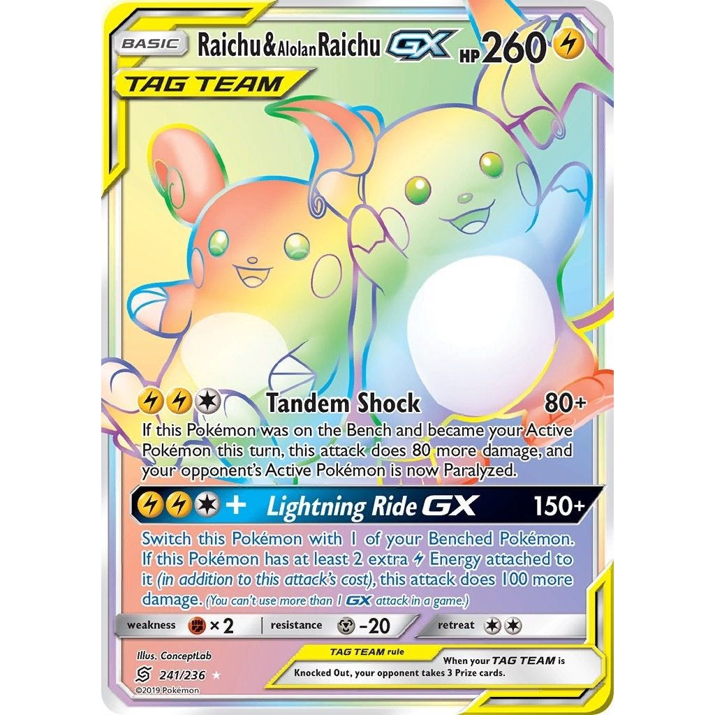 Image for Raichu & Alolan Raichu GX (Secret) (241/236) (SM11) - Pokemon