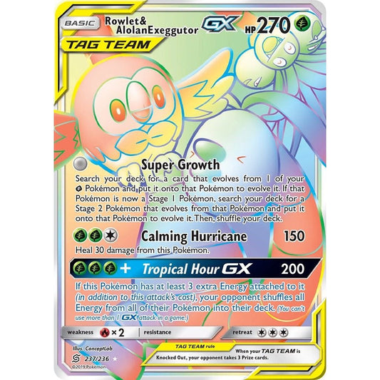 Image for Rowlet & Alolan Exeggutor GX (Secret) (237/236) (SM11) - Pokemon