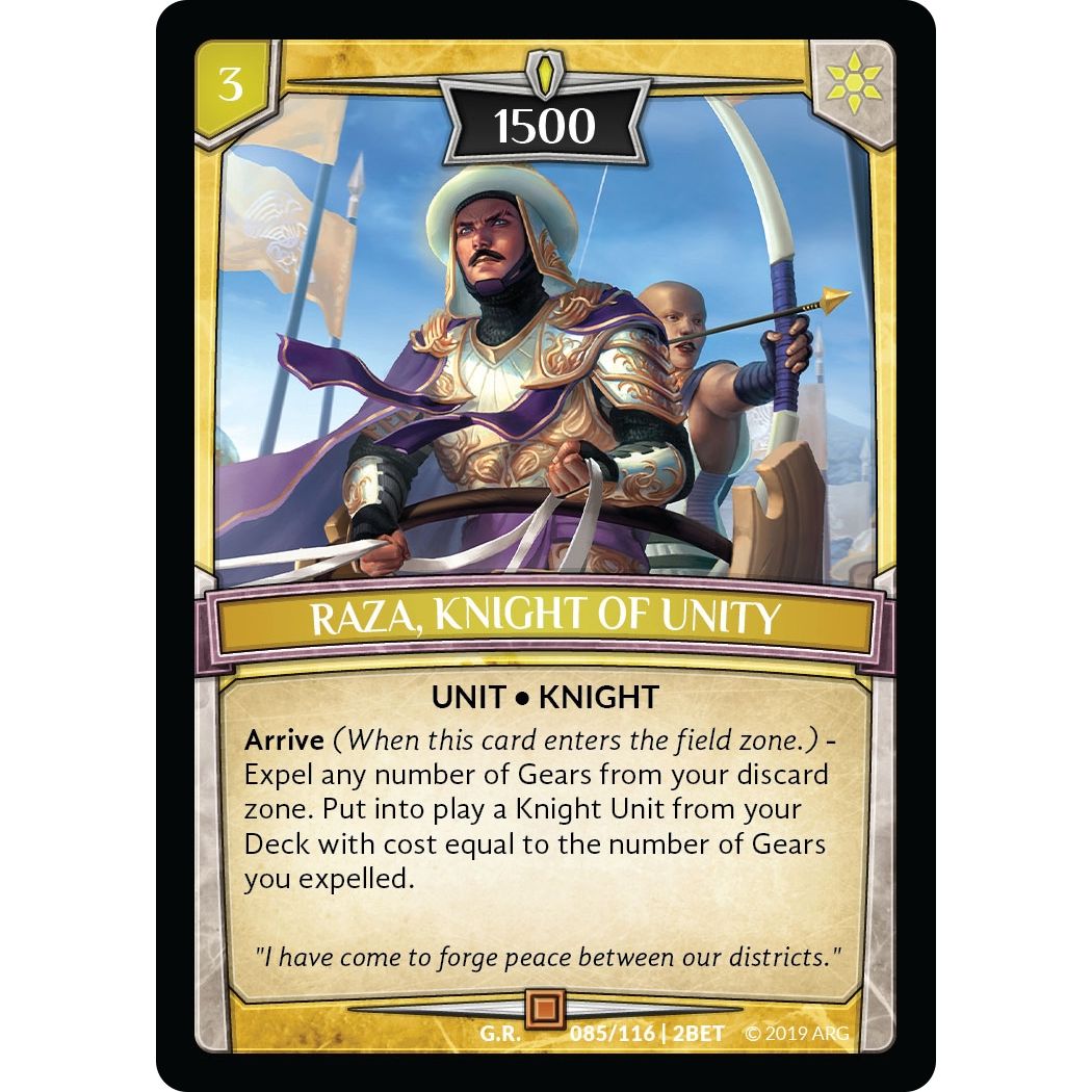 Image for Raza, Knight of Unity (85/116 | 2BET) (BET) - Argent Saga TCG